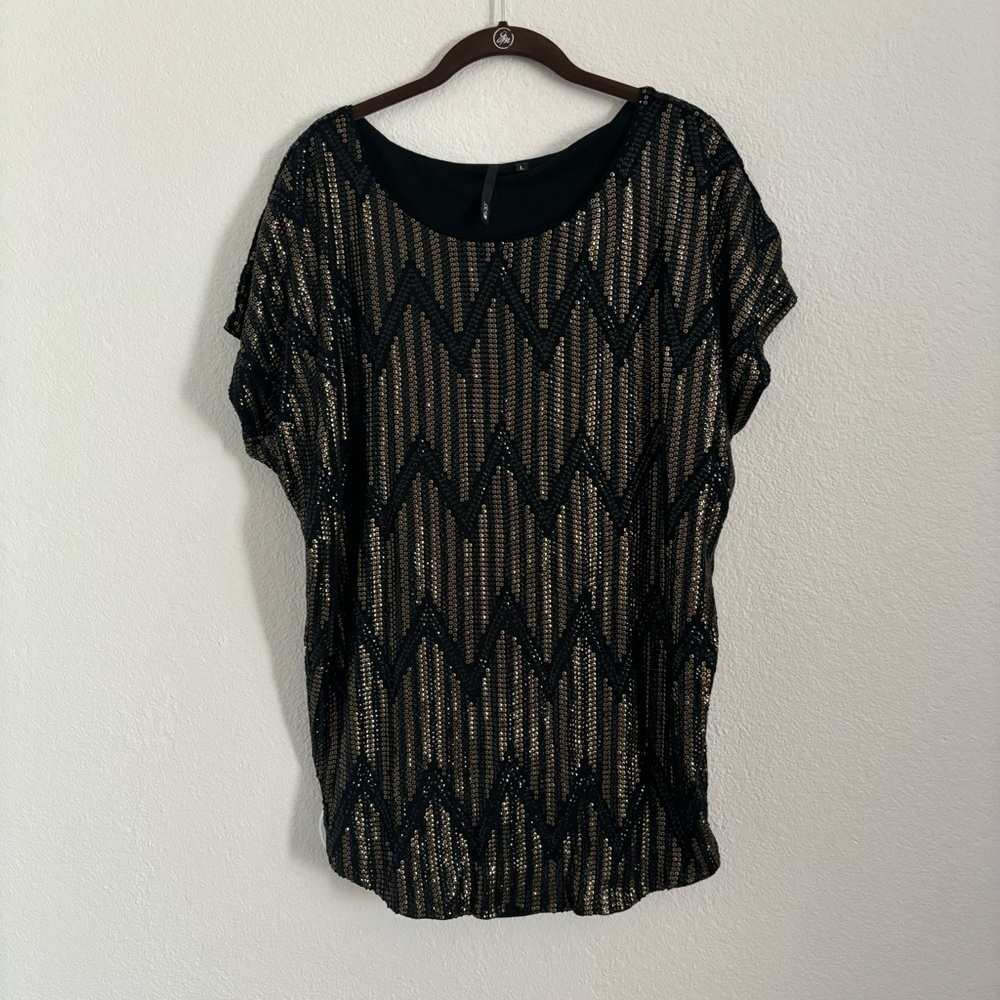 Joe's Jeans Women's Size Large Black Sequin Tunic Top